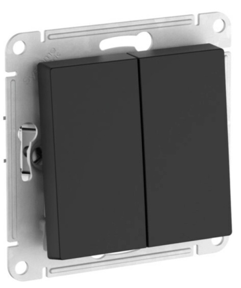 Изображение товара Двухклавишный выключатель Systeme Electric ATN001051S черный для скрытого монтажа