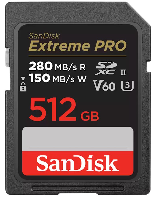

Карта памяти SDXC 512GB SanDisk SDSDXEP-512G-GN4IN Extreme PRO, UHS-II, C10, U3, V60, 280/150MB/s, SDSDXEP-512G-GN4IN