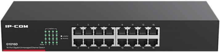 

Коммутатор неуправляемый IP-Com G1016D 16*10/100/1000BASE-T, черный, G1016D