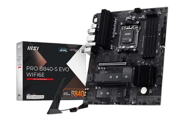 

Материнская плата ATX MSI PRO B840-S EVO WIFI6E (AM5, AMD B840, 4*DDR5, 2*PCIe, 3*M.2, 4*SATA, WiFi, BT, 4*USB 2.0, 3*USB 3.2, USB Type-C, HDMI), PRO B840-S EVO WIFI6E