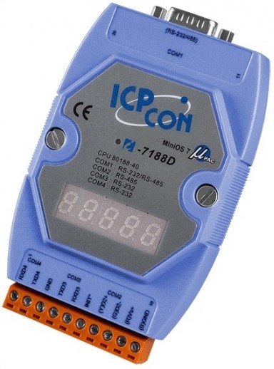 

Контроллер ICP DAS I-7188D/512 CR Embedded Controller with seven segment Display, developing tool kit, MiniOS7, With 512 k, I-7188D/512 CR