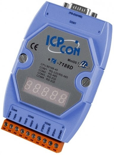 Изображение товара Промышленный контроллер ICP DAS I-7188D/512 CR с дисплеем и Modbus