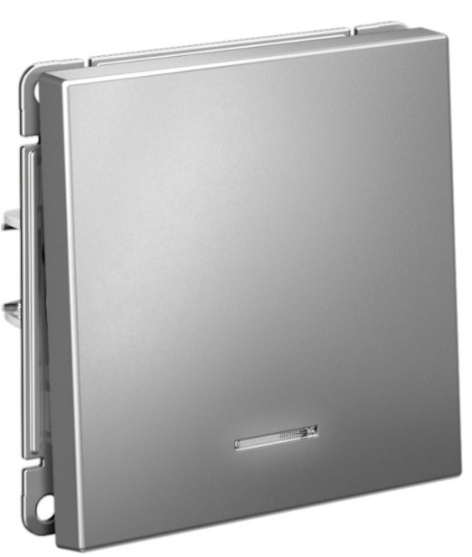 Изображение товара Выключатель одноклавишный с подсветкой Systeme Electric GAL000913S Стальной