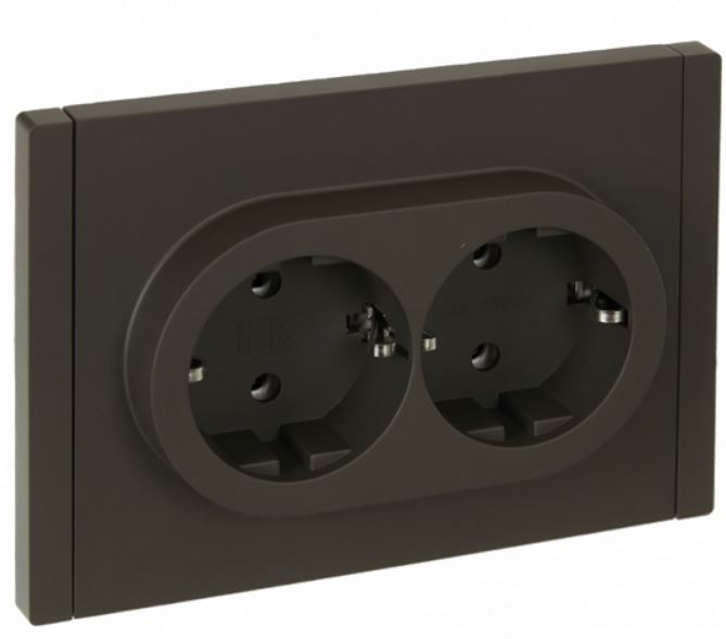 

Розетка двухместная с заземлением IEK FP-R21-16-1-K03 FORTE&PIANO без защитных шторок б/к 16А FP324 серый, FP-R21-16-1-K03