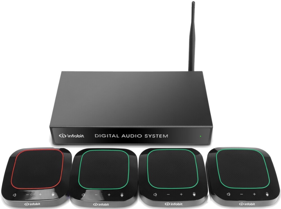 

Комплект Infobit iSpeaker M800 беспроводных всенаправленных микрофонов 2.4G, 5-метровый захват на 360 градусов, 4 каскадных микрофона. Покрытие до 80-, iSpeaker M800