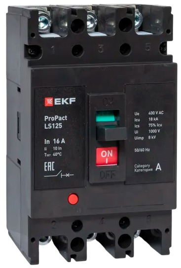 Изображение товара Автоматический выключатель EKF mccb-125-18-3-16-ls в литом корпусе