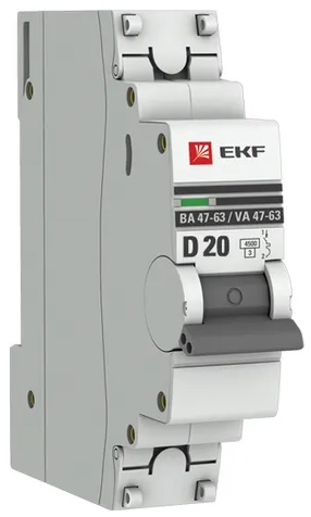 

Автоматический выключатель EKF mcb4763-1-20D-pro 1P 20А (D) 4,5kA ВА 47-63, mcb4763-1-20D-pro