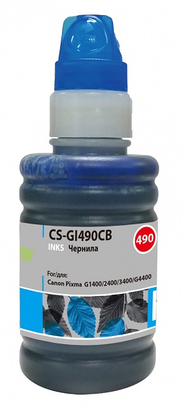 

Чернила для заправки Cactus CS-GI490CB голубой 100мл для Canon Pixma G1400/G2400/G3400, CS-GI490CB