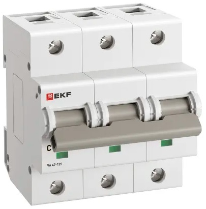 

Автоматический выключатель EKF mcb47125-3-100C 3P 100А (C) 15кА ВА 47-125 PROxima, mcb47125-3-100C