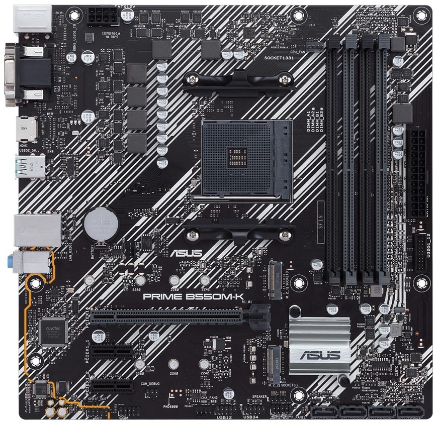 

Материнская плата mATX ASUS PRIME B550M-K (AM4, AMD B550, 4*DDR4(4800), 4*SATA 6G RAID, 2*M.2, 3*PCIE, 7.1CH, Glan, 8*USB 3.2, D-Sub, DVI-D, HDMI), PRIME B550M-K