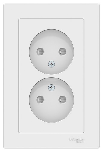 

Розетка Schneider Electric ATN000122 AtlasDesign, двойная, без заземления, со шторками, 16А, в сборе, белая, ATN000122