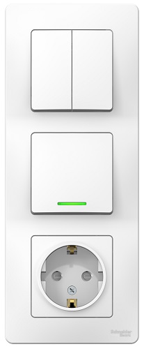 

Розетка Schneider Electric BLNBS101211 з/к шт 16А, 250В + ВЫКЛ 1-кл. с подсв. + ВЫКЛ 2-кл. белый, BLNBS101211