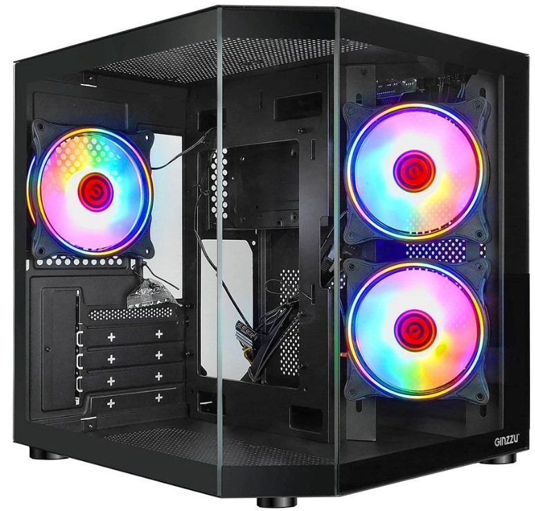

Корпус mATX Ginzzu V190 без БП, боковая и фронтальная панель из закалённого стекла, USB 3.0, USB 2.0, V190