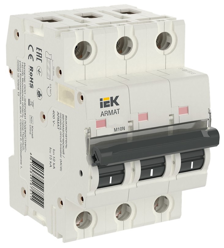 

Автоматический выключатель IEK AR-M10N-3-C013 ARMAT M10N 3P C 13А, AR-M10N-3-C013
