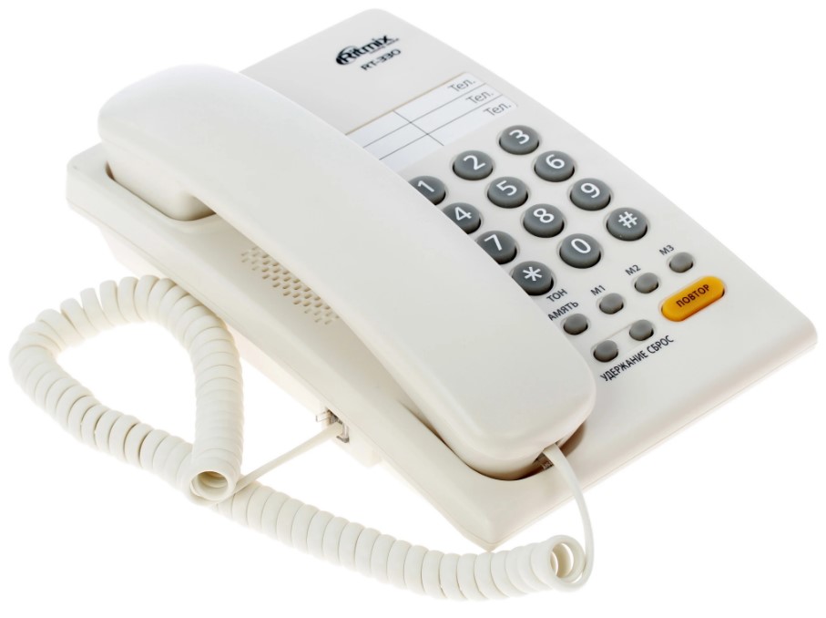 

Телефон проводной Ritmix RT-330 15118369 белый, RT-330