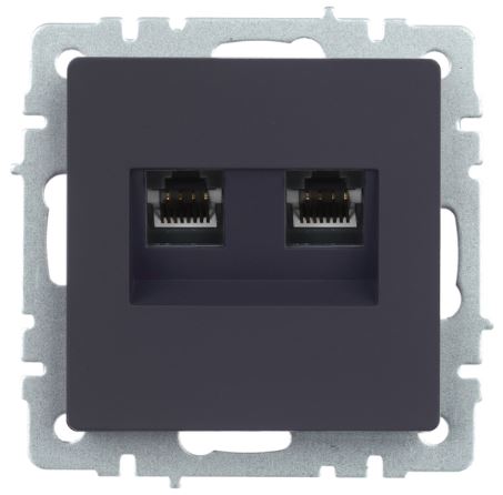 

Розетка компьютерная+телефонная IEK BR-KT20-O-1-K53 BRITE RJ11+RJ45 кат.5E РК/Т12-БрГ Графит, BR-KT20-O-1-K53