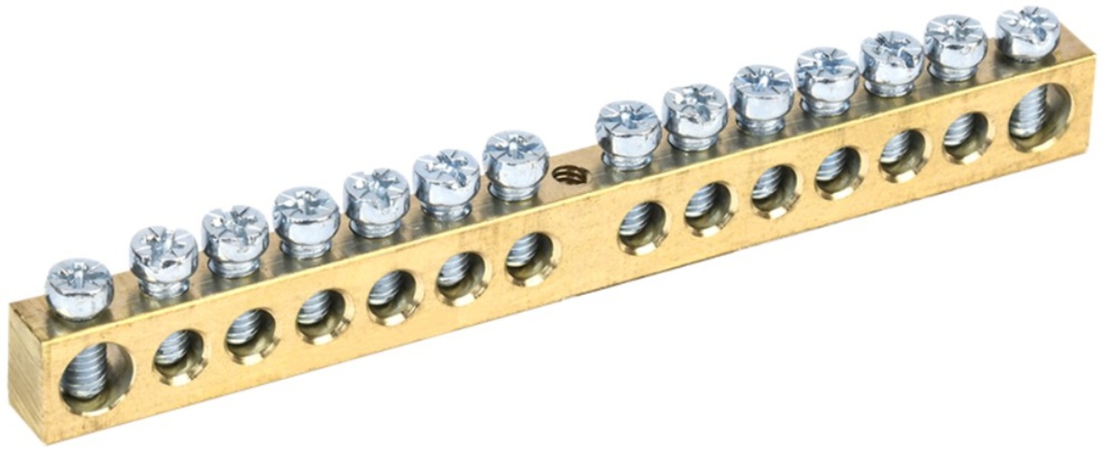 

Шина IEK YNN20-14-100 нулевая с заземлением 8х12мм 14/1 крепление по центру, YNN20-14-100