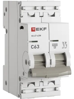 

Автоматический выключатель EKF M636263C 2P 63А (C) 6кА ВА 47-63N PROxima, M636263C