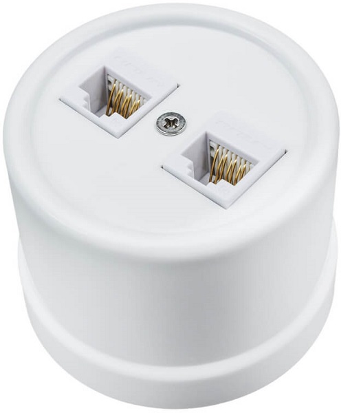 

Розетка Bironi B1-302-21 пластик, белая компьютерная 2-ая (RJ45), B1-302-21