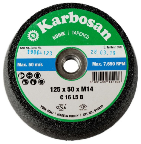 Изображение товара Круг шлифовальный Karbosan KAR-914210-25 по металлу 125 мм М14