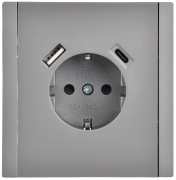 фото Розетка с заземлением с 2 USB IEK FP-R14-16-U22-018-K46