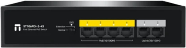 Изображение товара Коммутатор Netis ST106PDI-2-43 неуправляемый PoE с 4 портами и uplink