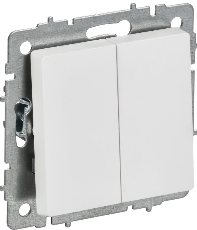 

Выключатель двухклавишный IEK BR-V20-0-10-K91 BRITE 10А ВС10-2-0-БрАБ арктический белый, BR-V20-0-10-K91