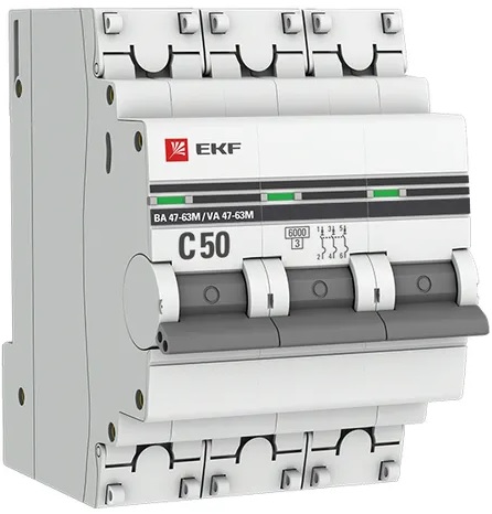 

Автоматический выключатель EKF mcb4763m-6-3-50C-pro 3P 50А (C) 6кА ВА 47-63M без теплового расцепителя PROxima, mcb4763m-6-3-50C-pro