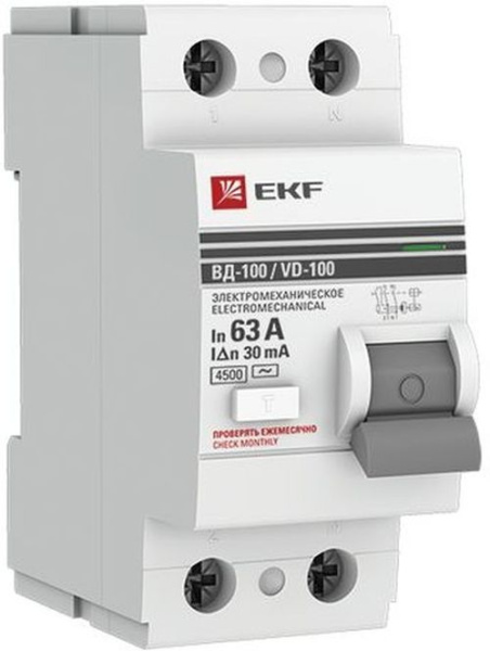 фото Выключатель дифференциального тока (ВДТ, УЗО)  EKF elcb-2-63-30-em-pro в Омске