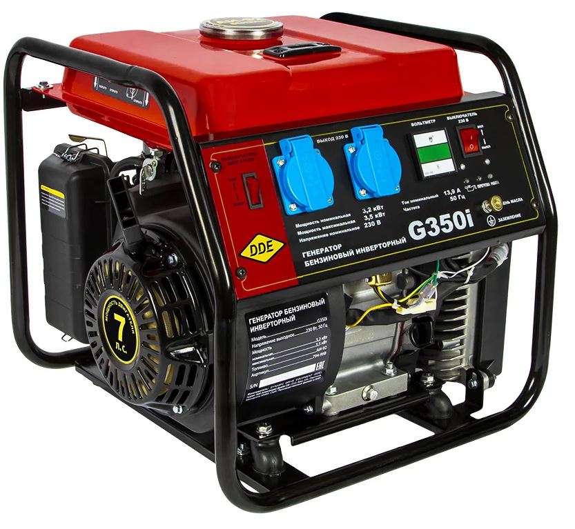 

Генератор бензиновый DDE G350i 794-968 DDE инверторного типа (1ф 3,2/3,5 кВт, бак 5,7 л, дв-ль 7 л.с.), G350i
