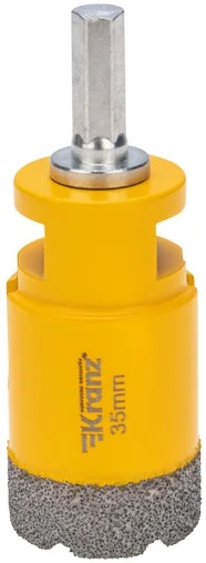 

Коронка алмазная KRANZ KR-92-1017 профессиональная по керамограниту и железобетону М14, вакуумное спекание, 35мм, для УШМ, KR-92-1017