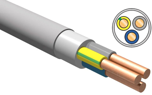Изображение товара Кабель iTOK NUM-J 3х1.5 для передачи электроэнергии, огнестойкий PVC