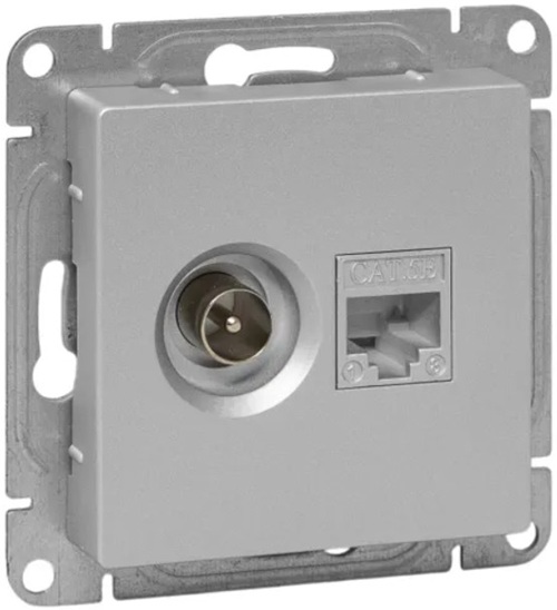 

Розетка комбинированная EKF UP1-SOA-TV+RJ TV+RJ45 (cat5), алюминий Эпика, UP1-SOA-TV+RJ