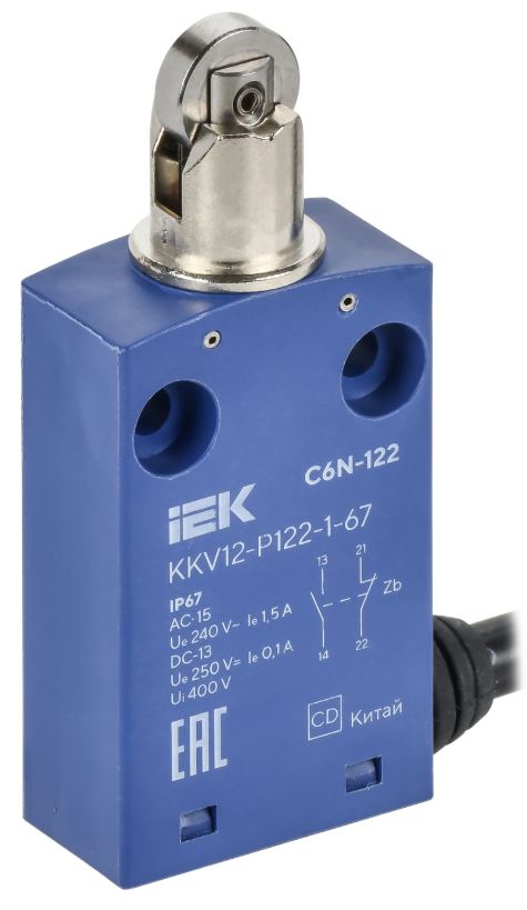 

Выключатель концевой IEK KKV12-P122-1-67 C6N-122 толкатель с нажимным роликом IP67, KKV12-P122-1-67