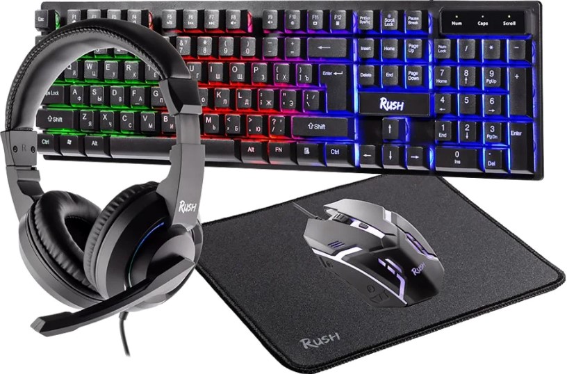 

Клавиатура и мышь SmartBuy F12 SBC612GK беспроводной гарнитура+коврик черный (1/4), F12