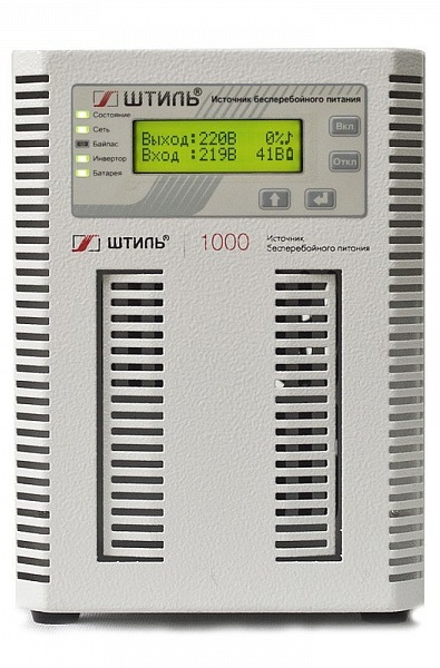 

Источник бесперебойного питания Штиль ST1101L on-line, 1кВА/0.9кВт, испол. напольное, IP20, ЖК-дисплей, светодиодные индикаторы, ST1101L