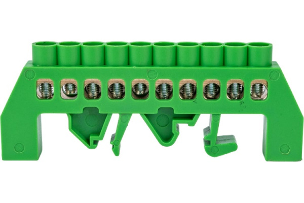 Изображение товара Рекомендуемая шина Rexant 11-2308 для электросоединений на DIN-рейку зеленая латунь