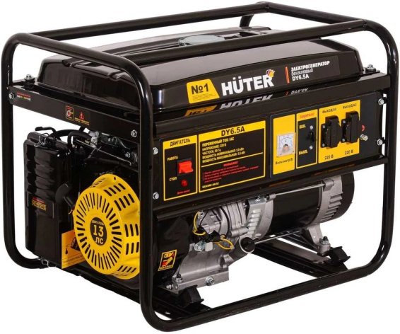 Изображение товара Бензиновый генератор Huter DY6.5A 5 кВт 4-хтактный с ручным стартом