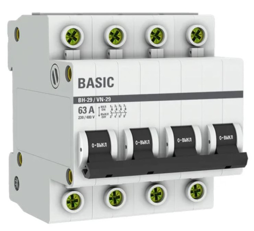 Изображение товара Рубильник EKF SL29-4-63-bas для нагрузки до 63 А 400 В 4 полюса