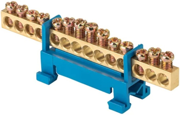 Изображение товара Шина EKF sn0-63-14-sb-r для нулевых проводников и заземления, латунь