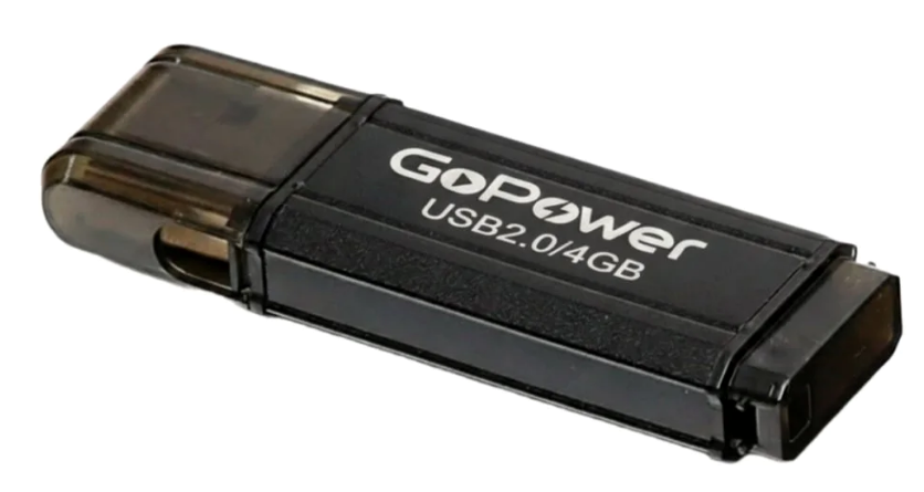 

Накопитель USB 2.0 4GB GoPower 00-00035945 металлический черный, 00-00035945