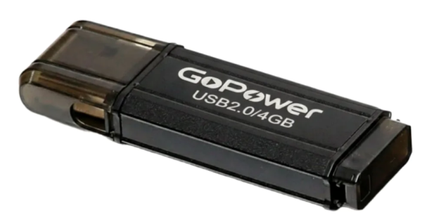 Изображение товара Флеш‑накопитель USB 2.0 4GB GoPower черный металл