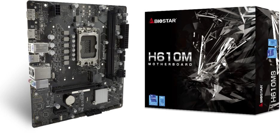 

Материнская плата mATX Biostar H610MS (LGA1700, 2*DDR4(3200), 4*SATA, M.2, 2*PCIe, Glan, HDMI, DP, 4*USB 2.0, USB 3.0), H610MS