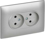 фото Розетка двухместная без заземления в сборе  IEK SK-R23-10-K23-F
