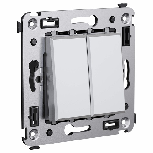 

Выключатель DKC 4404104 в стену, двухклавишный, "Закалённая сталь", "Avanti", 4404104