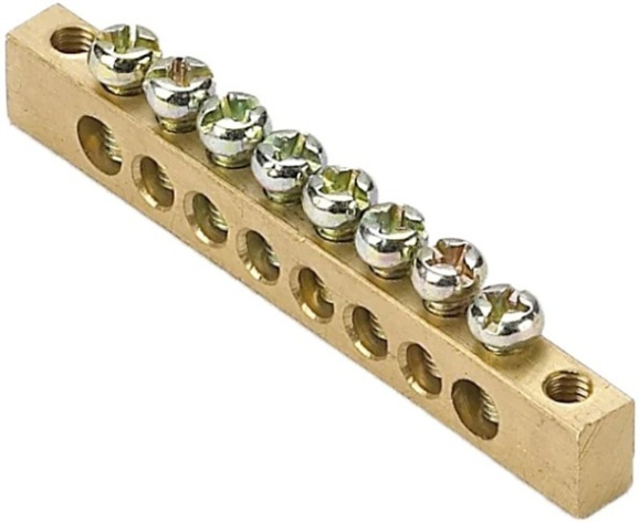 Изображение товара Шина DEKraft 32002DEK нулевая для электросоединений 8 зажимов бронза