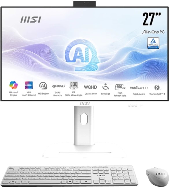 

Моноблок 27'' MSI Modern AM273QP AI 1UM-273XRU 9S6-AF0112-273 U7 155U/16GB/1TB SSD/Intel Graphics/2560x1440 IPS/WiFi/BT/cam/kbd/mouse/noOS/white, Modern AM273QP AI 1UM-273XRU