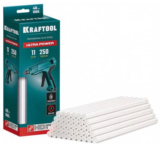 Изображение товара Клеевые стержни Kraftool Ultra Power прозрачные 11 мм 250 мм 40 шт