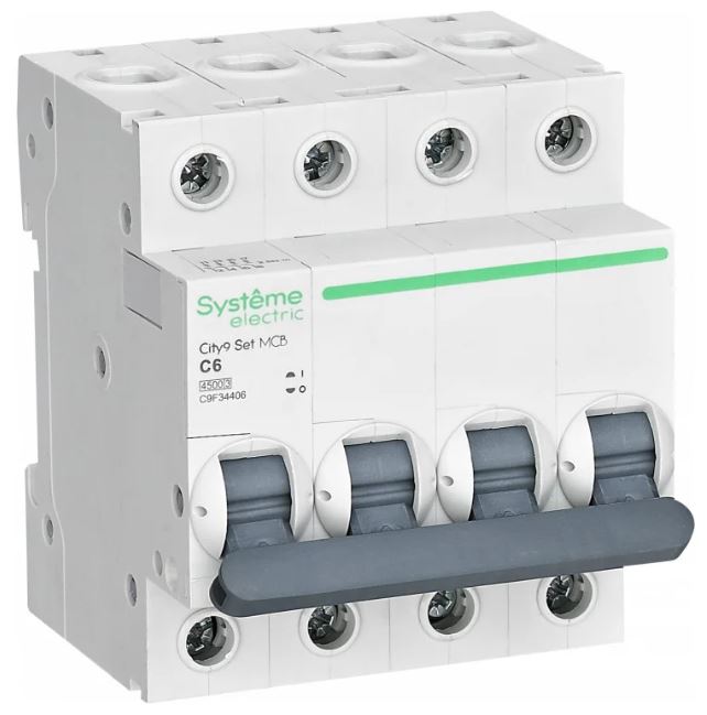 

Автоматический выключатель Systeme Electric C9F34406 City9 Set С 6А 4P 4.5kA 400В, C9F34406