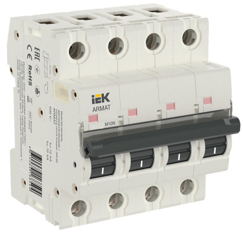 Изображение товара Автоматический выключатель IEK AR-M10N-4-D020 10А 4 полюса